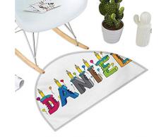 Damast halbrunde Fußmatte Vintage Arabesque Design Elemente asiatisches symmetrisches Motiv mit Wirbel-Blumenmuster Badezimmermatte H 39,9 x T 59,9 cm, cremefarben/Schwarz H 47.2 xD 70.8 Color11