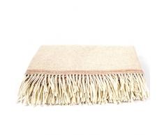 Wolldecke aus beige-rotem Kaschmir Everest Square, 130 x 180 cm, Hergestellt in Litauen