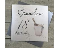 WHITE COTTON CARDS 1 Stück Grandson Happy Birthday, Extra groß, zum 18. Geburtstag, Sektkühler