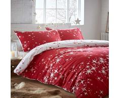 Portfolio Galaxy Stars Biber Bettwäsche Set Wendebettwäsche, rot, Einzelbett