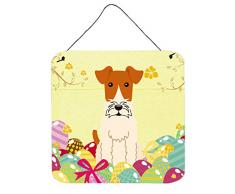 Carolines Treasures Ostereier Draht Fox Terrier Metalldruck 6x6 Mehrfarbig
