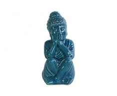 Urban Trends Keramik sitzend Buddha Figur mit dem Ushnisha und Kopf auf Hände in Gloss Finish, türkis