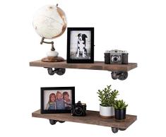 PIPE DÉCOR Holzregal, für Rohre, 2 Bretter und L-Halterungen 24 Inch Trail Brown