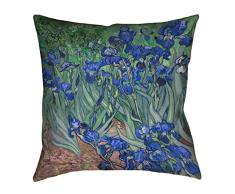 ArtVerse Vincent Van Gogh Irises in Blau x Bodenkissen, doppelseitiger Druck mit verdecktem Reißverschluss und Einlage, 71,1 x 71,1 cm 40 x 40