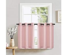 Lazzzy Waffelmuster Strukturierte Küche Stufe Vorhänge für Badezimmer Gardinen Set Pole Top 24| Tiers N-Pink