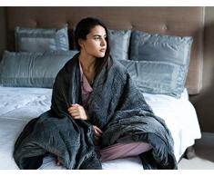 Hush Blankets Hush Blankets Klassische Gewichtsdecke mit Bettbezug – ruhiger Schlaf, für Erwachsene und Kinder 15 lb Twin (60x80) grau