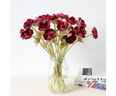 Künstlicher Blumenstrauß aus Polyurethan, fühlt sich echt an, 5 Stück rot