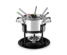 H&H Fondue-Set 11-teilig, für 6 Personen, Edelstahl, Schwarz