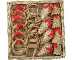 Weihnachten Stroh Ornaments – Set 20 Stück & Weidenkorb