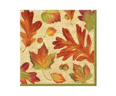 Caspari Linen Leaves Servietten Stoff/Papier, Mehrfarbig, Stoff, Mehrfarbig, 16.5x16.5x0.02 cm