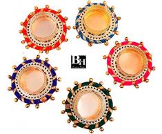 Bombay Haat 5er Set Teelichthalter / Diwali Diya für Wohnaccessoires / Weihnachten / Diwali-Dekoration / Diwali-Geschenk / Hochzeit, Partys, Spa Home und Balkon Dekoration & Geschenk