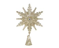Christmas Traditions Weihnachtsstern-Dekoration, 20 cm, silberfarben glitzernd, filigran, Weihnachtsdekoration, Baumspitze gold