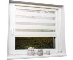 Doppelrollo Duorollo Vanille 90x210 cm ohne Bohren Seitenzug Klemmrollo