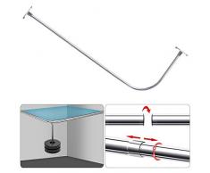 PrettyHome Gebogene Duschstange, L-Form, Eckduschvorhangstangen, rostfrei, Badezimmer-Vorhangstange Silber