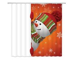 Feierman Weihnachten Duschvorhang Decor Schneemann Merry Christmas Mottoparty Festive Badezimmer Vorhang Decor Maschinenwaschbar Schimmelresistent mit Haken 177,8 x 177,8 cm A 3798