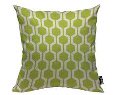 Mugod Kissenbezug, sechseckig, geometrisches Spalier Polygon, Limettengrün und Weiß, Baumwolle, quadratisch, 45,7 x 45,7 cm, für Zuhause, dekoratives Schlafzimmer, Wohnzimmer, Auto