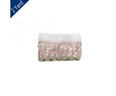 Comidox Floral Tüll Spitzenbesatz Band Stoff Blume Stickerei Handwerk Puppen Kleider Brautschleier Dekorieren Spitze Hochzeit Nähen 2 Yard
