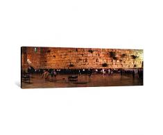 iCanvasART 1 Stück Menschen betend vor der Klagemauer, Jerusalem, Israel Leinwand Kunstdruck Panorama Bilder, 36 x 12, 0.75 Deep