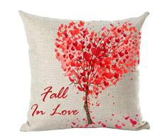ramirar handbemalte rosa Herz Liebe Blätter Baum Herbstgeschenke für Liebhaber Valentinstag Herbst In Love Kissenbezug Kissen Home Wohnzimmer Bett Sofa Auto Kunstbaumwolle quadratisch 45,7 x 45,7 cm