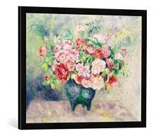 Gerahmtes Bild von Pierre Auguste Renoir Blumenstrauß, Kunstdruck im hochwertigen handgefertigten Bilder-Rahmen, 70x50 cm, Schwarz matt