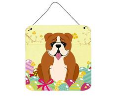 Carolines Treasures Ostereier, Englische Bulldogge, Rot-Weiß, Metalldruck, 15,2 x 15,2 cm, Mehrfarbig