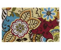 HMT 147601 Kokosfaser Fußmatte, Blumen und Leaf Design, 45 x 75 cm, bunt