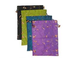 DODOGA 4 Stück bestickte Seide Blumen Design Jacquard Reisetasche Dessous Taschen Wäschebeutel Schuhbeutel für Reisen Aufbewahrung für Männer Frauen waschbar Stoff Schuhbeutel 4 Colors（2）