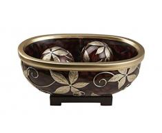 OK Lighting Dekoschale Folius mit Kugeln, Braun/goldfarben