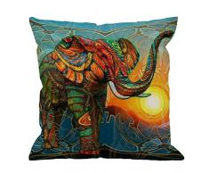 hgod Designs Überwurf Kissen Fall Colorful Aztec Elephant Sunset Baumwolle Leinen Quadratisch Kissenbezug Standard Kissenbezug für Männer Frauen Kinder Home Dekorative Sofa Sessel Schlafzimmer Wohnzimmer 45,7 x 45,7 cm