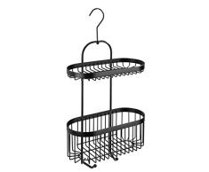 WENKO Bad-Caddy Classic Plus Black - Duschregal, Wandkorb mit hochwertigem Rostschutz, Stahl, 26.5 x 47 x 12.5 cm, Schwarz