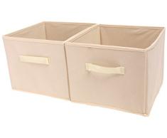 Amelitory Faltbare Aufbewahrungswürfel mit Einem Griff Schubladen für Zuhause, Kinderzimmer, Stoff 2er-Set, Textil, beige, 2er-Set