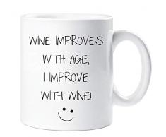 60 Second Makeover Limited 60SECMUG389 60 Second Makeover Age I Improve with Wine Becher Sarcasm Sacrastic Friend Geschenk Tasse Geburtstag Weihnachten, keramik, weiß