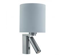 Searchlight Verstellbare Wandleuchte, 1 Zylinder, LED-Arm, Leseleuchte, silberfarben, satiniert, Weiß, Glasschirm, 40 W, silberfarben