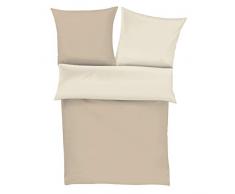 Bettwäsche Bugatti 4939 in Normalgröße / Perkal / 100% Baumwolle / Wendebettwäsche beige creme / einfarbig mit eingesticktem Bugattilogo im Kissen / 2 teiliges Set aus Deckenbezug 155x200cm und Kissenhülle 80x80cm / Reißverschluss