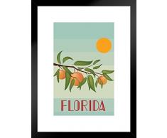 Gießerei Poster Retro Style Reise Florida Orangen und Sunshine State von proframes 20x26 inches Matted Framed Poster