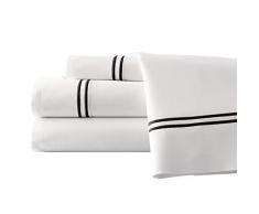 Monaco Bettlaken-Set für Doppelbett, Baumwolle, Weiß / Schwarz, 4-teilig