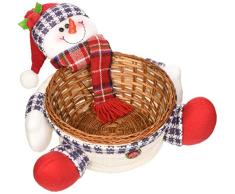 WeRChristmas 18 cm, Motiv Schneemann, Mehrfarbig, mit Weidenkorb, Weihnachtsdekoration