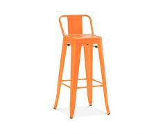 Design Lab MN LS-9100-MORALB Dreux Barhocker mit niedriger Rückenlehne, Stahl, glänzend, 76,2 cm, Schwarz, 4 Stück