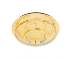 EGLO LED Deckenleuchte Pozondon, 2 flammige Deckenlampe Modern, Extravagant, Wohnzimmerlampe aus Stahl und Kunststoff, Küchenlampe, Flurlampe Decke in gold Schlagmetall-Optik, weiß