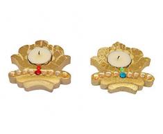 storeindya Dekorationen Geschenke Teelicht Eisen Laterne Teelicht Kerzenhalter Messing Kupferbeschichtung Indoor Outdoor Haus Garten Zubehör, Metall Holz, Design 7, 2.75 x 3.25 x 0.75