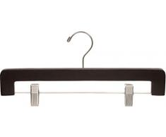 The Great American Hanger Company Kleiderbügel aus Holz, mit Clips, Espresso/gebürstetes Chrom, 50 Stück