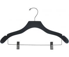 The Great American Hanger Company Kleiderbügel aus Holz, mit Clips und Kerben, Schwarz, 25 Stück