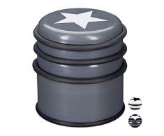 Relaxdays Türstopper für den Boden, Türpuffer für Fenster & schwere Türen, Türhalter mit Stern-Motiv, 8 cm, dunkelgrau