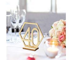 YuQi 20er Pack Tischnummern für Hochzeit oder Restaurants mit Sockel Holz Sitznummer Tisch Schreibtisch Namen Halter Karten Ständer für Geburtstag Party Hotel Business Empfang Hochzeit Dekoration 21-40 Numbers