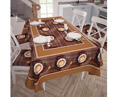 Petti Artigiani Italienische Tischdecke, schmutzabweisend, für Küchentisch 140x360 cm Caffe 2