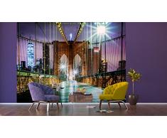 AG Design FTXXL 1479 Brooklyn Bridge Papier Fototapete, 4 teile, mehrfarbig, 360 x 255 cm