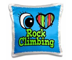 3dRose Bright Eye Herz I Love Rock, Klettern, Kissen Fall, 16 von 16 Zoll (PC 106463 _ 1)