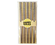 Happy Sales HSCSS4 Essstäbchen, Edelstahl, 5 Paar, Spiralform, 10 Stück