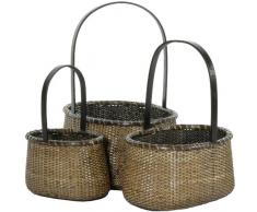 Oriental Möbel Rattan rund Griff Korb Set von 3