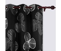 Deconovo Thermo-Vorhänge mit Kleeblatt-Folie, Bedruckt, Sichtschutz, für Schlafzimmer, Schwarz, 117 x 183 cm